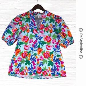 SUGARLIPS ANTHROPOLOGIE Women’s Size XS Top Shirt Blouse Floral Oversized